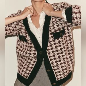 Houndstooth cardigan sweater by Maeve